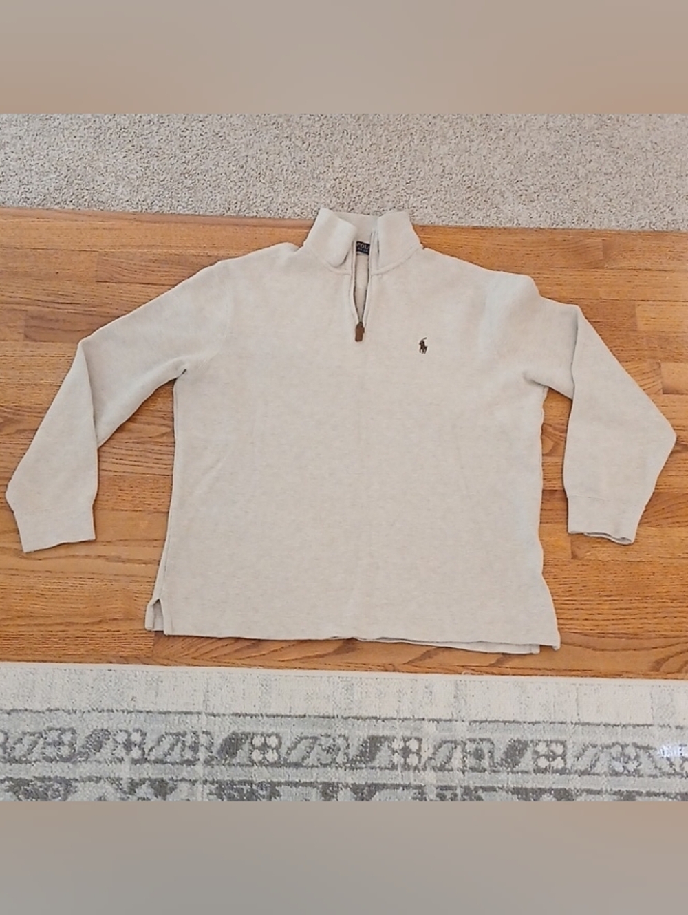 Polo by Ralph Lauren Tan Quarter-Zip Pullover Men's Large - Picture 2 of 4